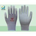 Grey Polyester Liner with Grey PU Coated Safety Gloves